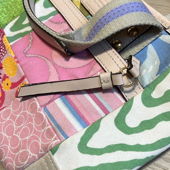 Y2K Style Colorful Patchwork Small Handbag Purse Bag Canvas Fabric - Picture 9 of 11